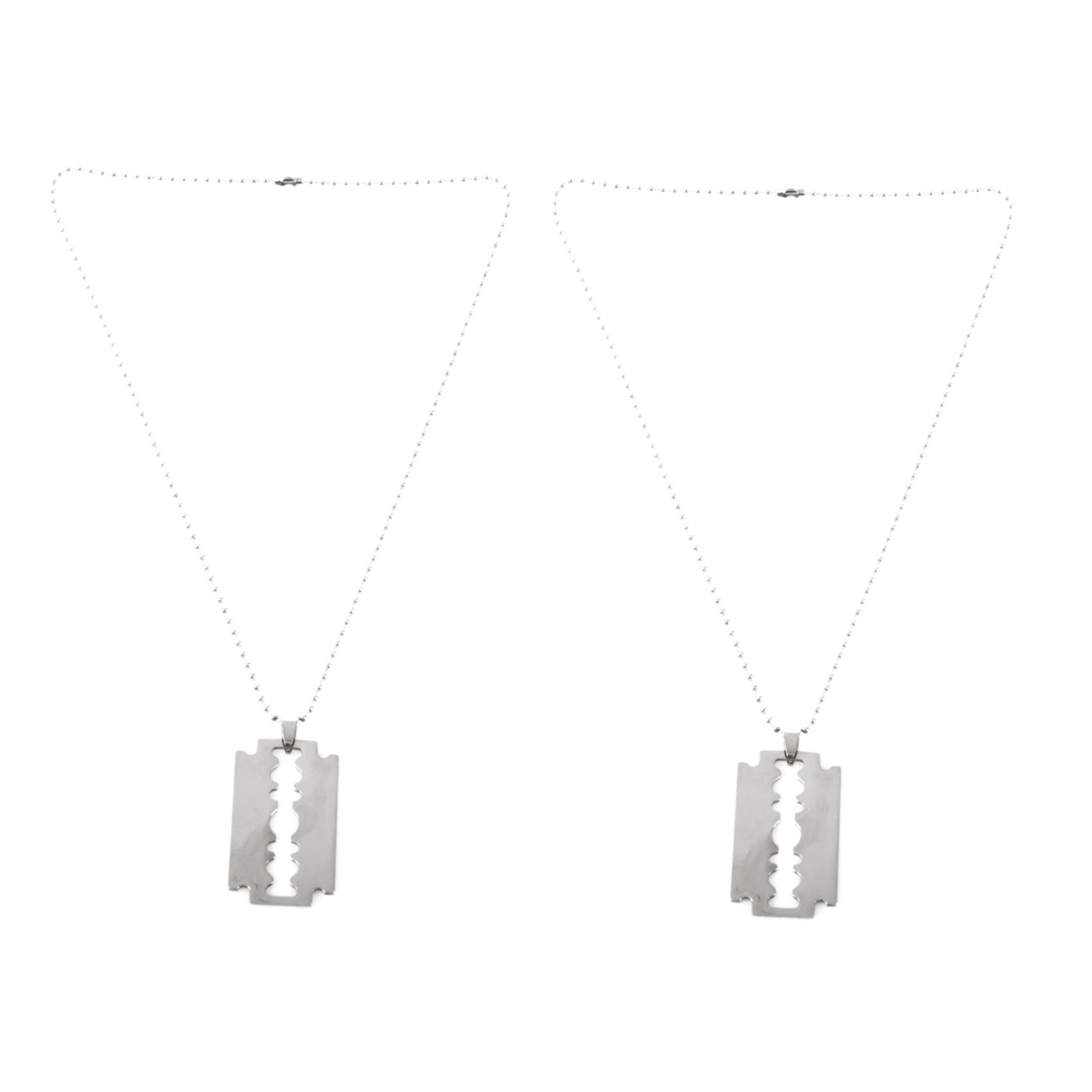 FORIDE 2X Men's Stainless Steel Blade Pendant Chain Necklace Silver