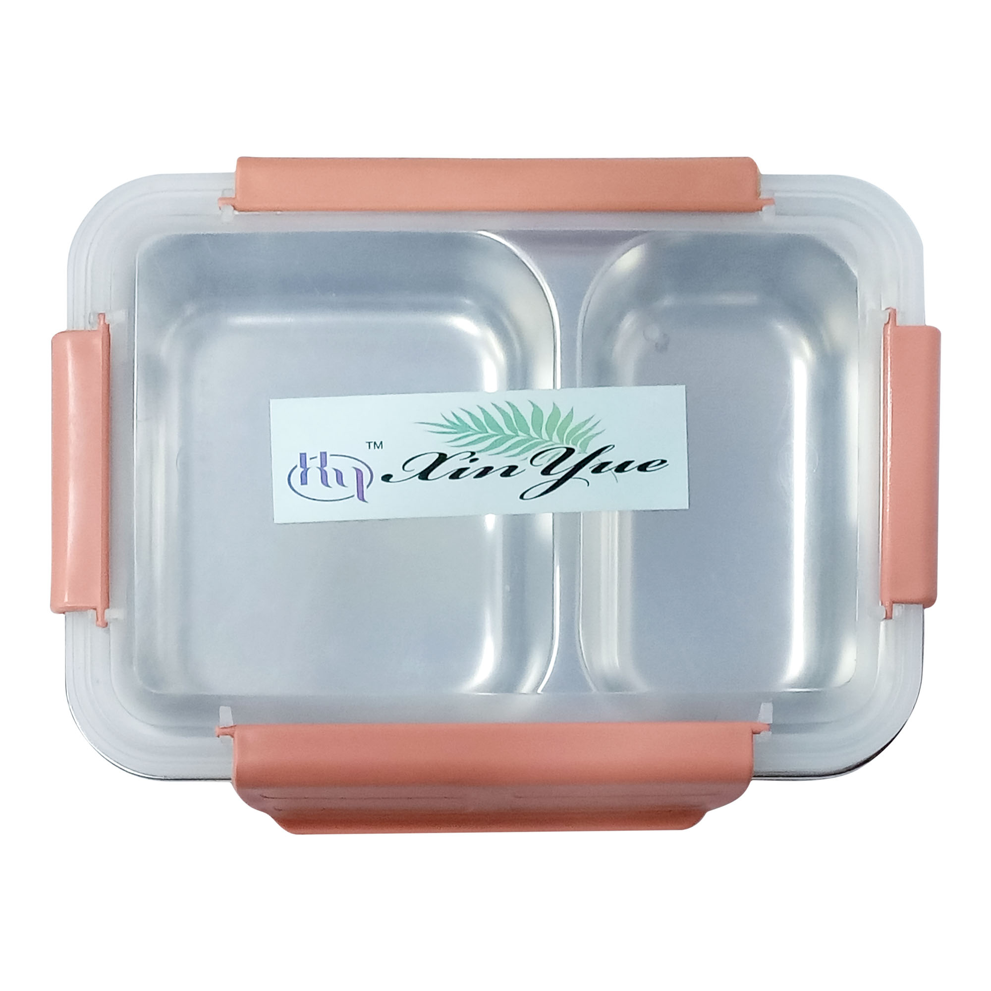 Brown Color Steel Lunch Box With Two Compartment And Transparent Locking Lid