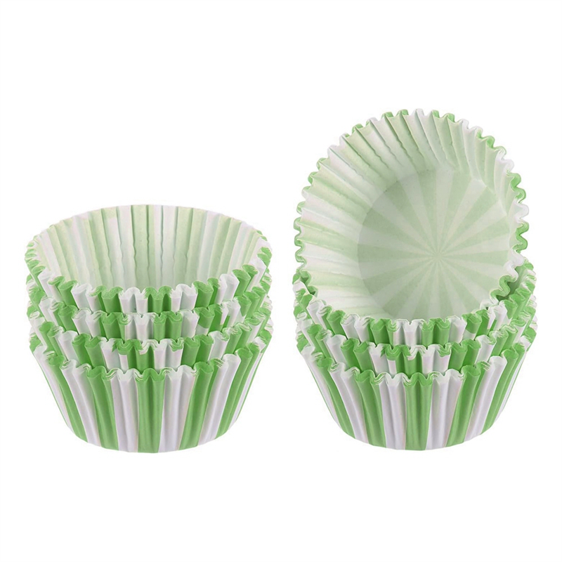 500PCS Green Striped Cupcakes with Colored Striped Baking Paper
