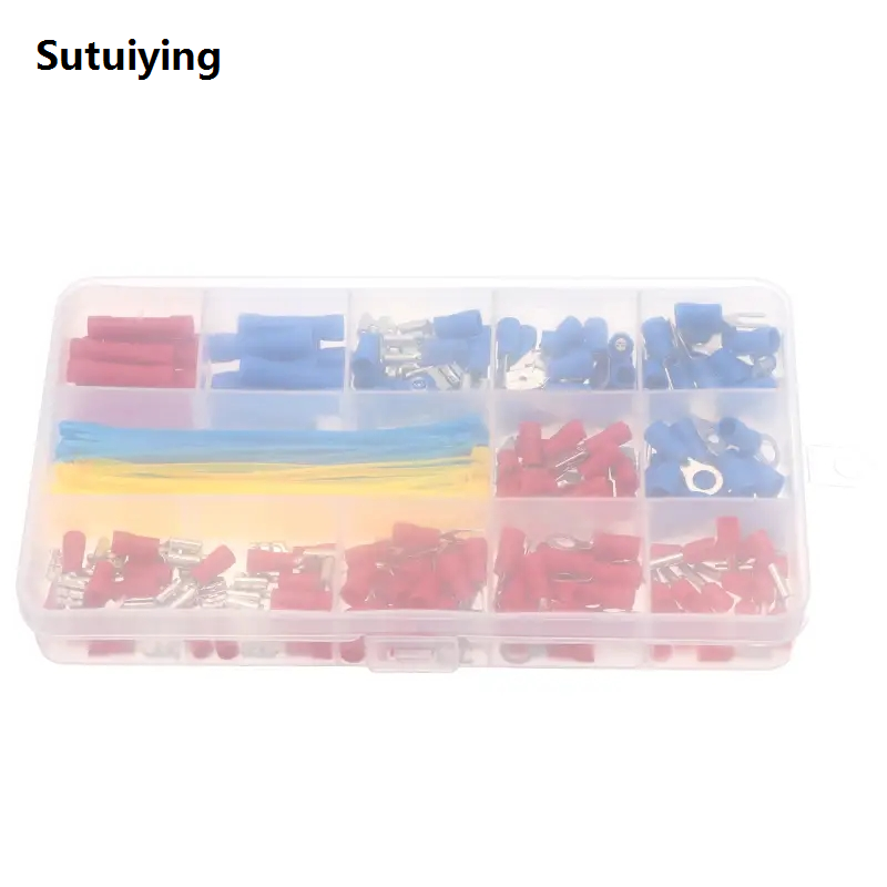 Sutuiying 260pcs Spade Terminals, Insulated Wire Connector, Electrical Sales promotion Assorted Crimp Butt Ring Fork Set Ring Lugs Wire