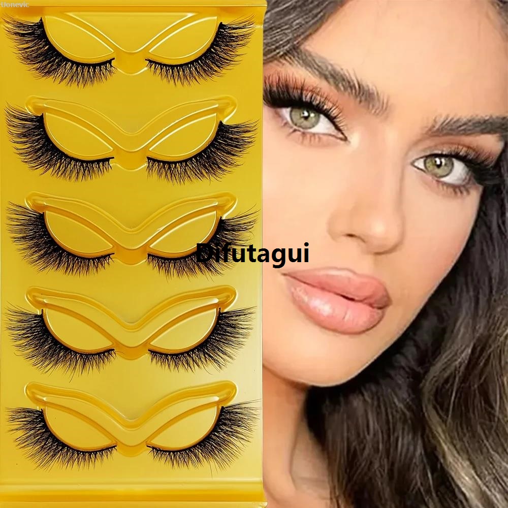 Difutagui Mink false eyelashes, eyetail extension, 5 pairs of cat's eye false eyelashes, Special Portable curly, thick and fluffy, versatile, comfortable and water-like