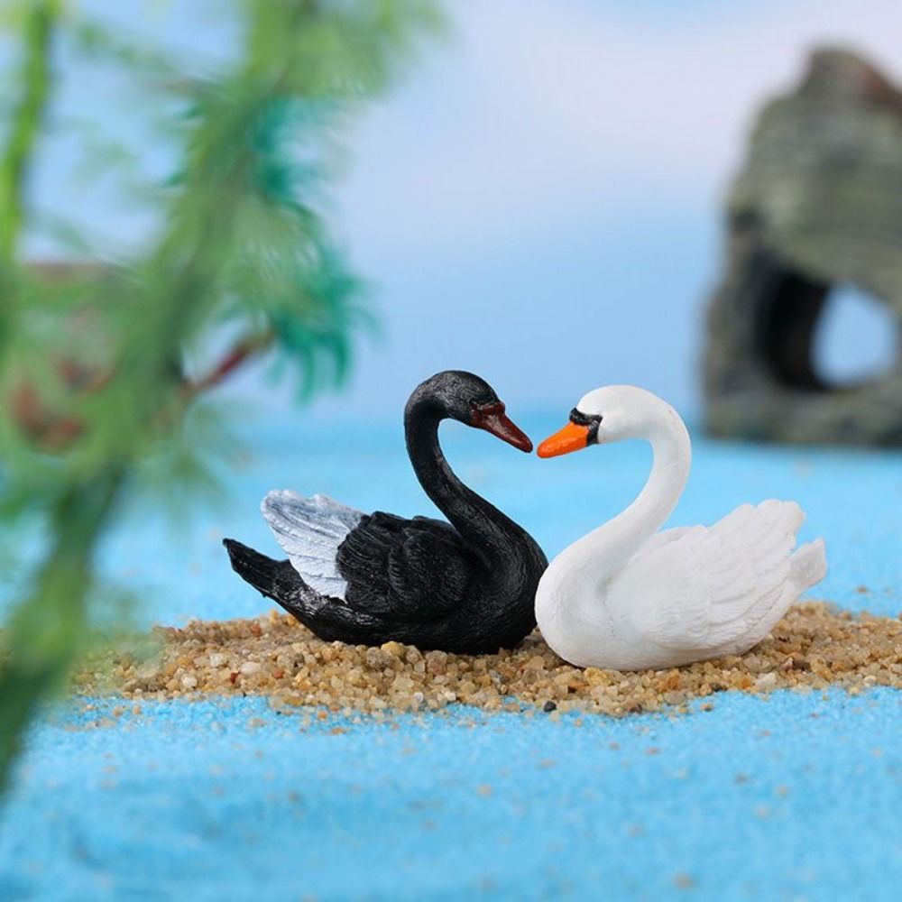 Creative Craft Swan Miniatures Cute Animal Goose Model DIY Lover Swan Ornaments Desktop