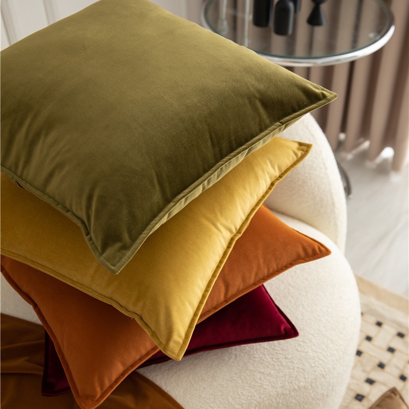 [Fast Shipping][Hot selling in China] Velvet Cushion Swan Velvet Light Luxury Ultra Soft Pillowcase Throw Pillow Simple Large Backrest Cushion Living Room Velvet Solid Color Sofa Cushion