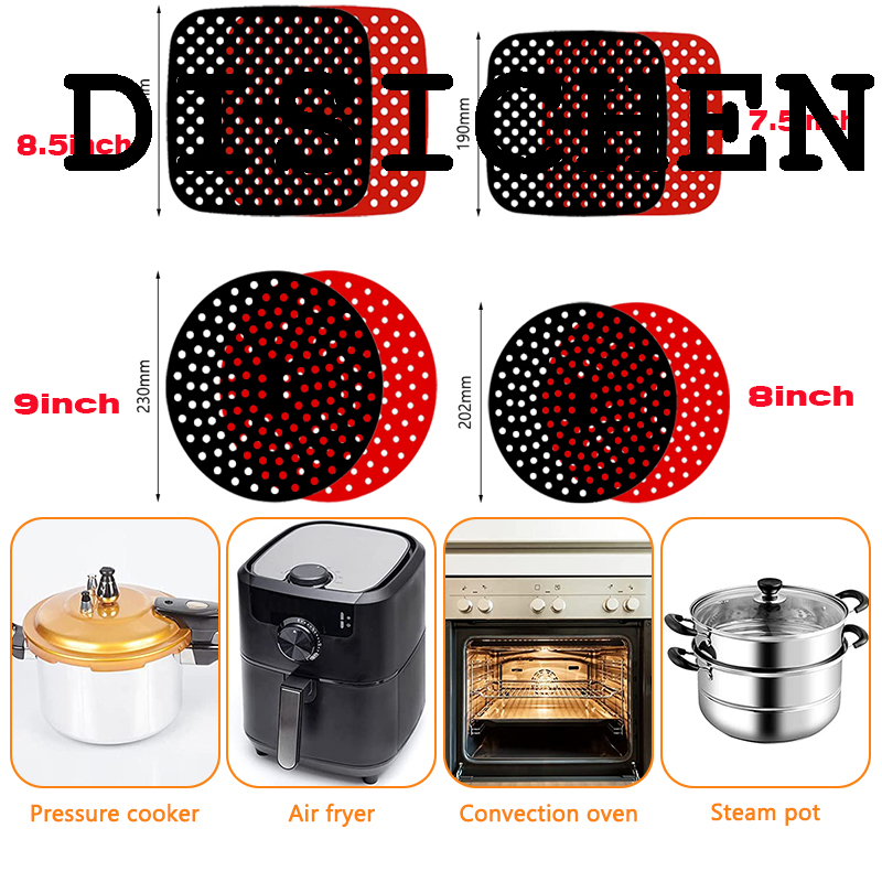 DISICHEN Affordable Air Fryer Silicone Mat Kitchen Accessories Non-stick Baking Mat Pastry Tools Accessories Bakeware Oil Mats Cake Grilled Saucer