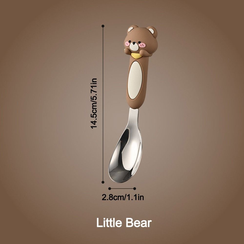 Creative 316 Stainless Baby Special Feeding Spoon Silicone Anti Slip Handle Children's Tableware Spoon Yuanbao Spoon Tableware Gadgets Stirring Spoon