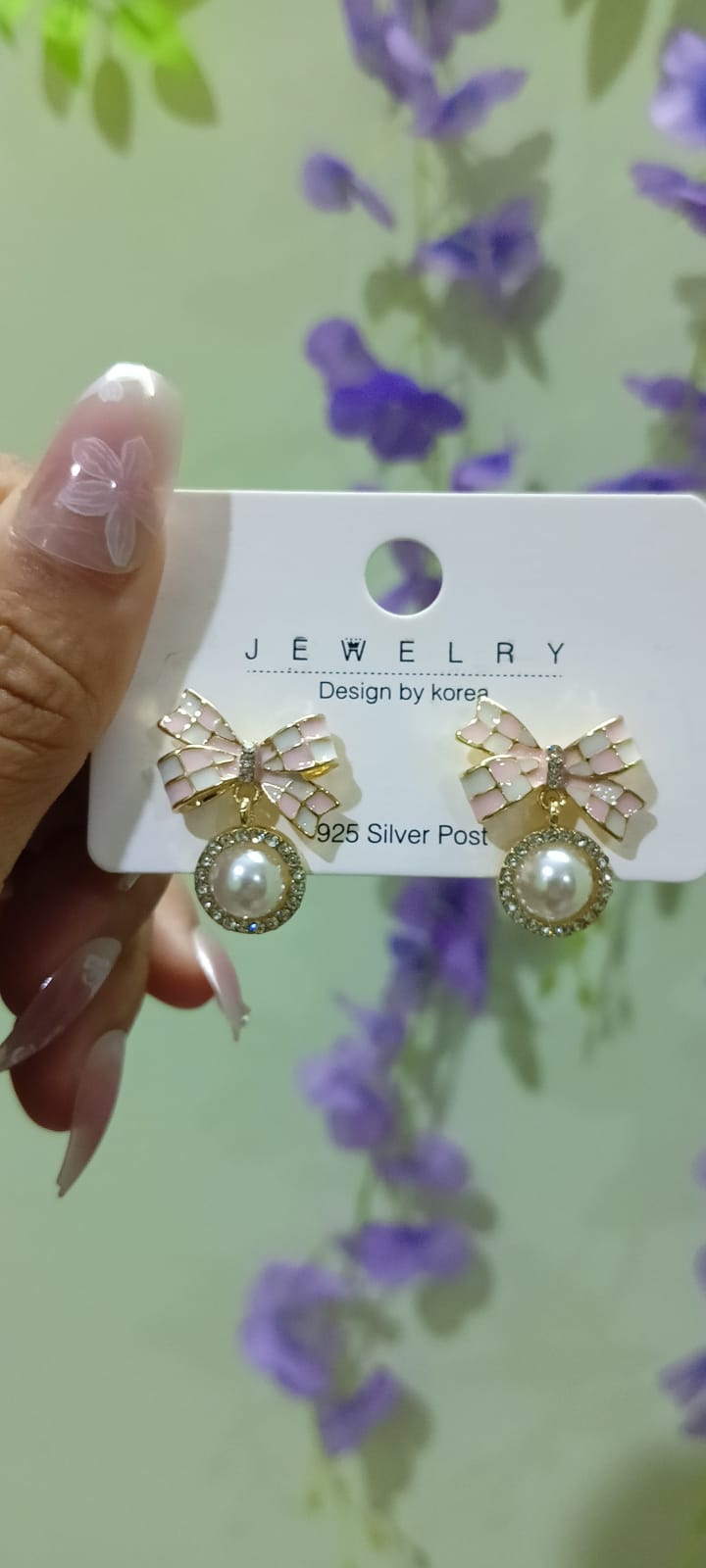 Wholesale Fashion Supplies=Stylish Bow Design Pearl Drop Earring For Women