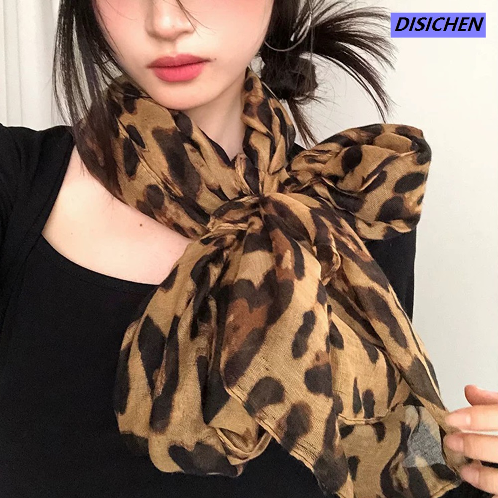 DISICHEN 【Online】 1Pcs Retro Fashion y2k Luxury Leopard Print Ladies Women Scarf Female Shawlwinter Scarves And Neck Accessories