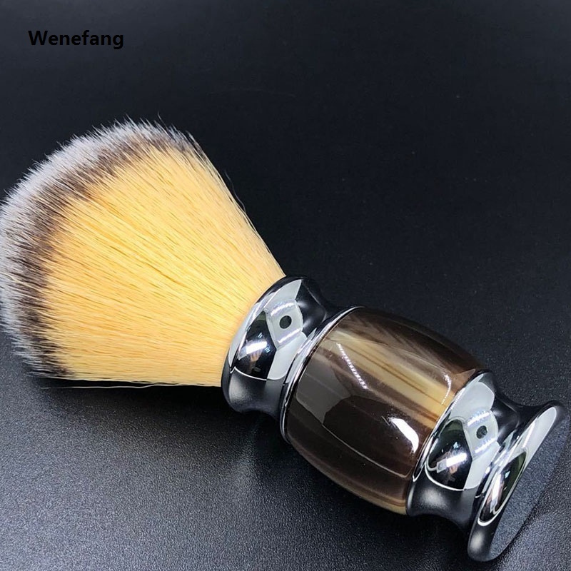 2X Synthetic Shaving Brush Resin Handle Travel Brush,Lathering Well with Shaving Soap Cream for Men Wet Shave