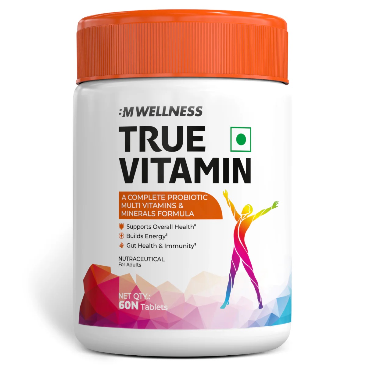 Bigmuscles Wellness True Multivitamin- 60 Tablets With Complete Probiotic & Minerals For Improves Energy, Immunity & Support Overall Health