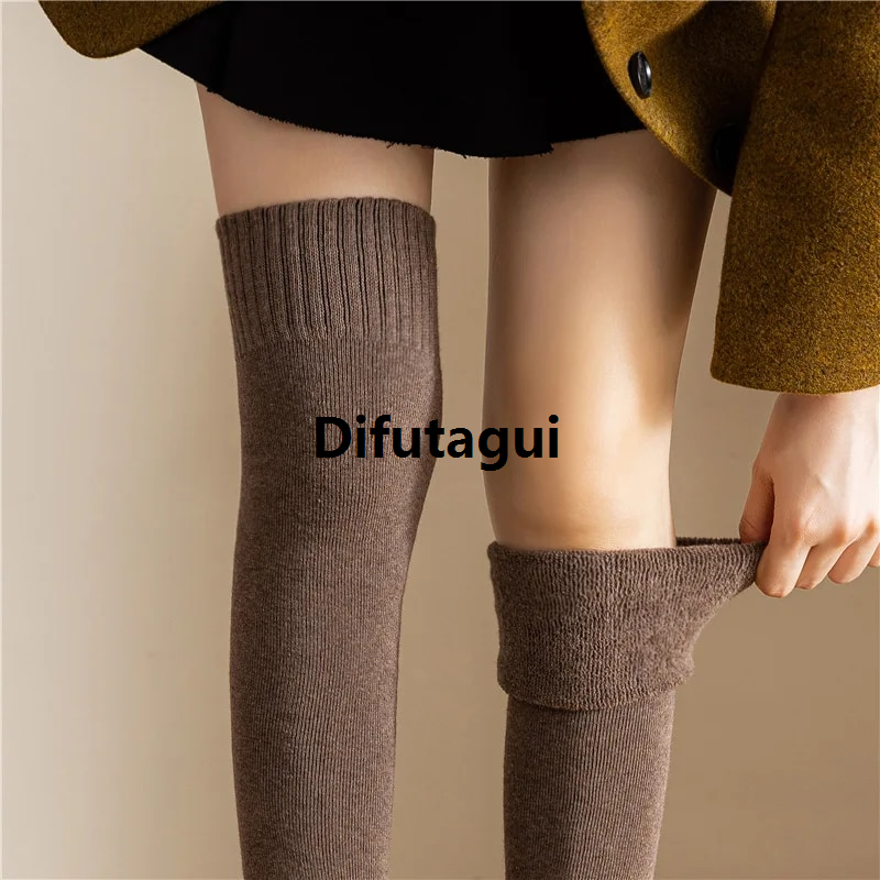 Difutagui New specials Terry Over-the-knee Socks for Women in Winter Plus Velvet Luxury and Thickened Warm Stockings Knee-protecting Thigh-high Socks