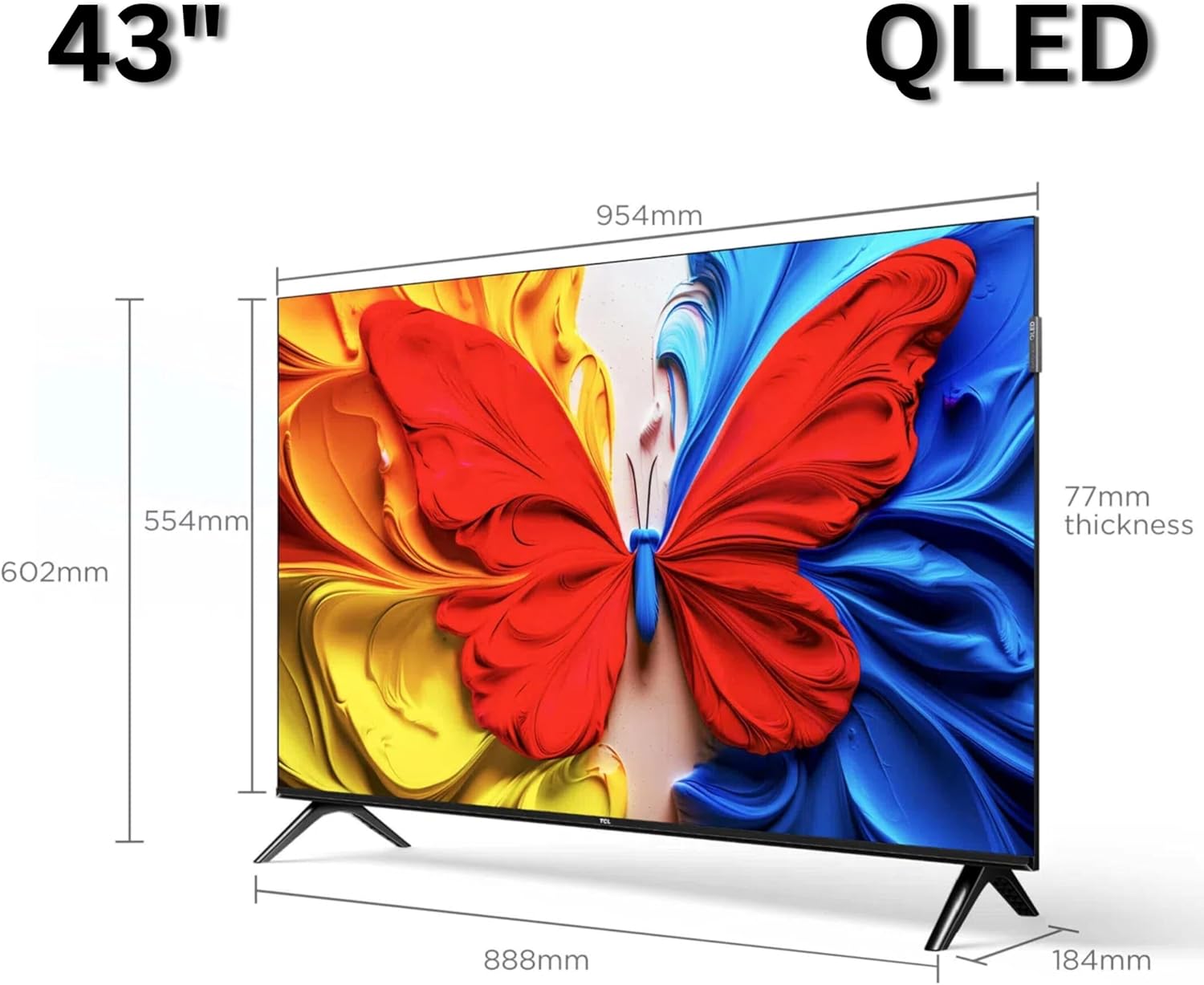 TCL Television 43S5K 43-Inch QLED Full HD Smart Google TV (2025 Model) - HDR10+, Dolby Audio, Google Voice, Chromecast Built-in, 60HZ, Bluetooth 5.0, Wi-Fi, Slim Metallic Bezel-less Design