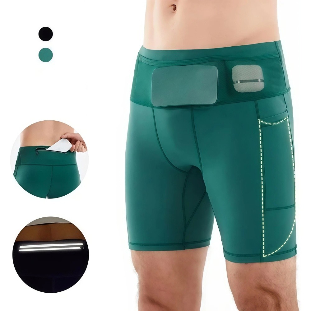 New Multi-Pockets Marathon Running Shorts Breathable Quick Dry Outdoor Sports Short Moisture Wicking with Waist Pack Compression Gym Tights for Men Women