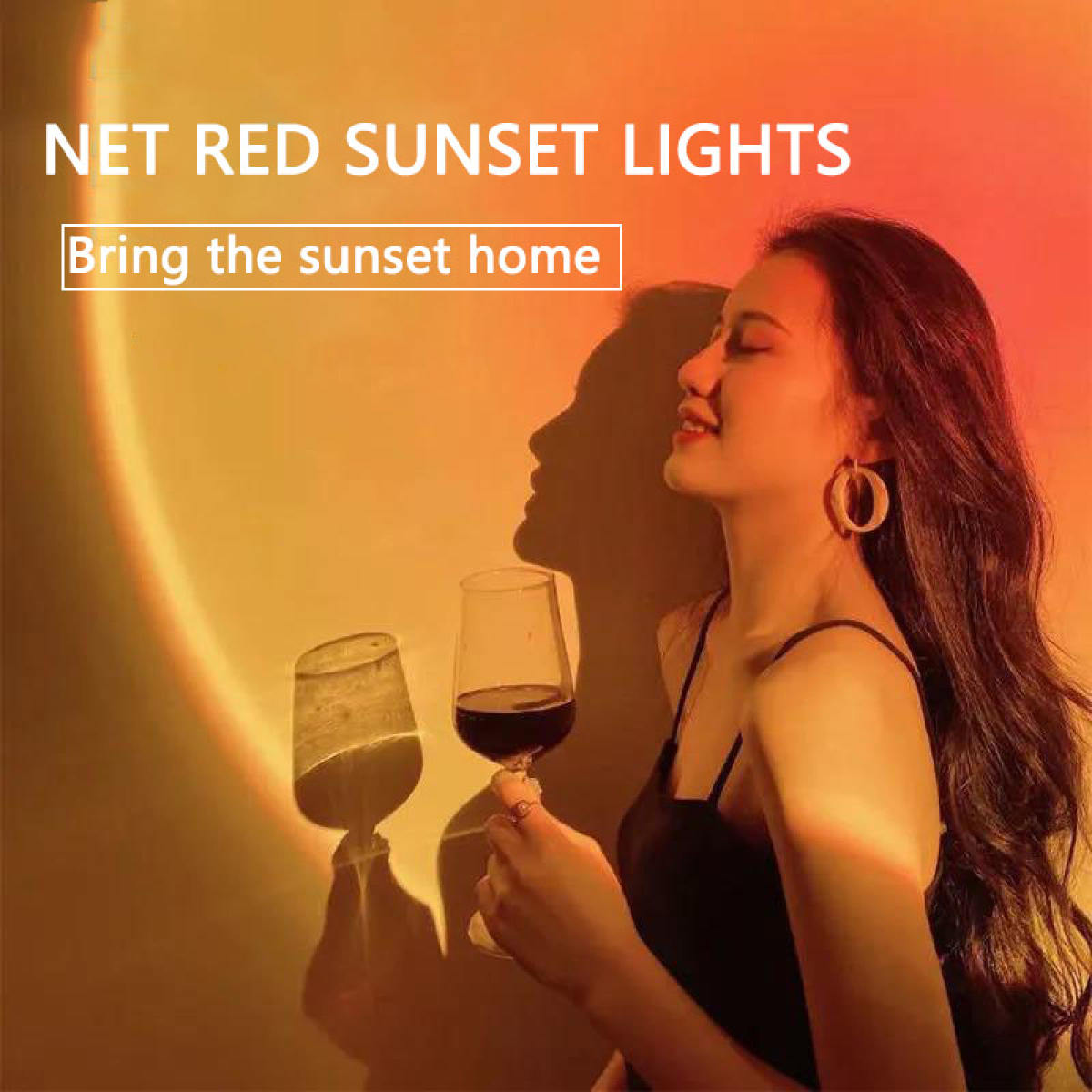 Sunset Projection Night Lights Rotatable Live Broadcast Background Like Galaxy Projector Atmosphere Rainbow Lamp Decoration for Bedroom USB Charging