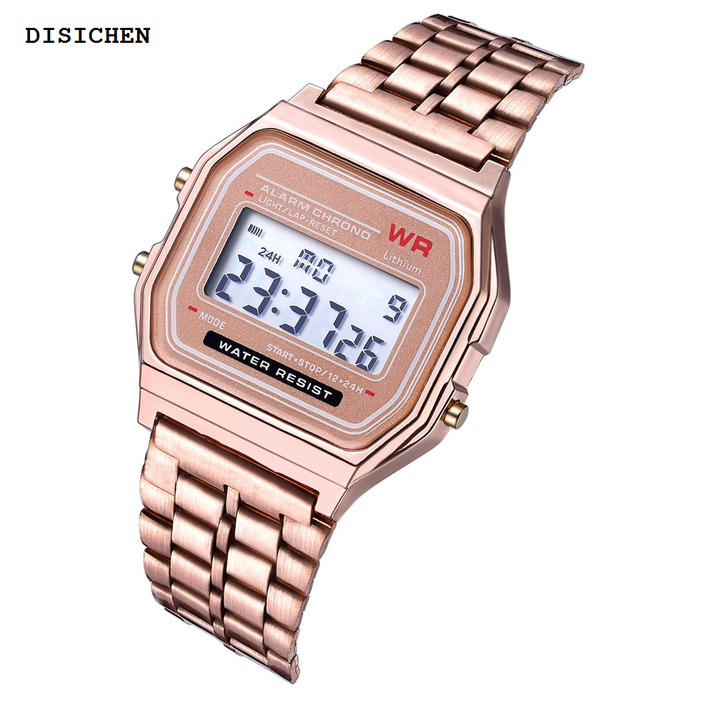 DISICHEN New Square Dial Electronic Women Men Watch Digital Display Wristwatch Rose Gold Silver Luxury Ladies Wristwatches Relojes Para Mujer
