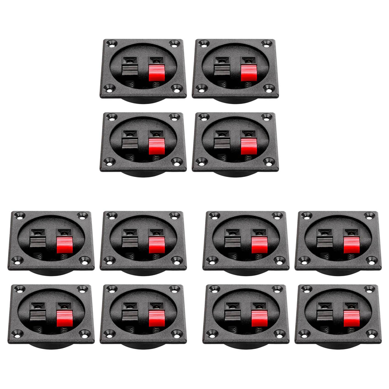 12PCS Speaker Box Terminal Cup, Spring Square Subwoofer Box Terminal Binding Post Connector for DIY Home Car Speaker