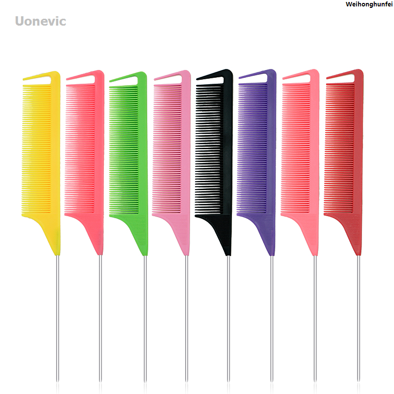 WeihonghunfeiRust steel needle tail heat resistant comb with unprofessional Bargain price rat tail comb steel needle rat tail carbon fiber Portable