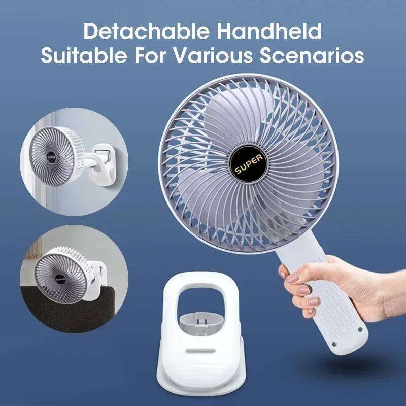 Portable Desktop with Clip Cordless Rechargeable 1200mAh Ventilator Cooler Multifunction Handheld Fan 3 Speed