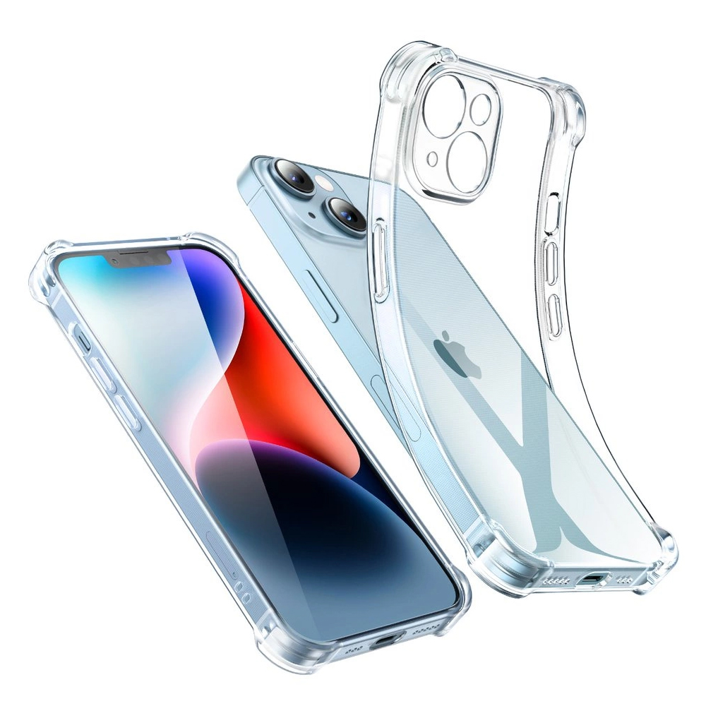 Clear Airbag Case for iPhone 14 Plus / 15 + - Shockproof TPU Transparent Soft Silicone Phone Back Cover