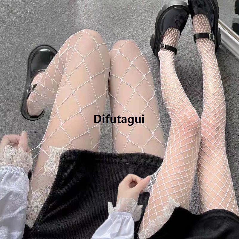 Difutagui Black White Fishnet Stockings Women Transparent Tights Slimming 【2025 Version】 Long Socks Leggings Mesh Nylon Lingerie Lolita JK Pantyhose