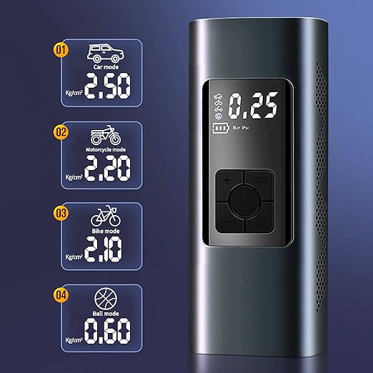 SKY-TOUCH Wireless Smart Air Pump,Portable Car Air Compressor Tire Inflator, Air Pump for Car Bike Tires, Electric Tire Inflator, Cordless Rechargeable Tire Pump for Car Bike Motorcycle Ball