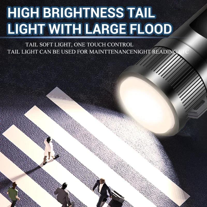 High Quality Strong Light Flashlight Portable Rechargeable Super Bright Outdoor Telescopic Zoom Searchlight Far Focus Household LED Lamp