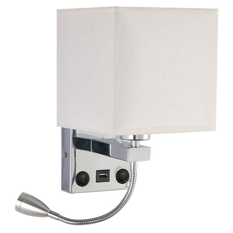 OUMERY Modern LED Wall Lamp Bedside Bedroom Applique Sconce with Switch USB Interior Headboard Home Hotel Wall Lights(Without Bulbs)