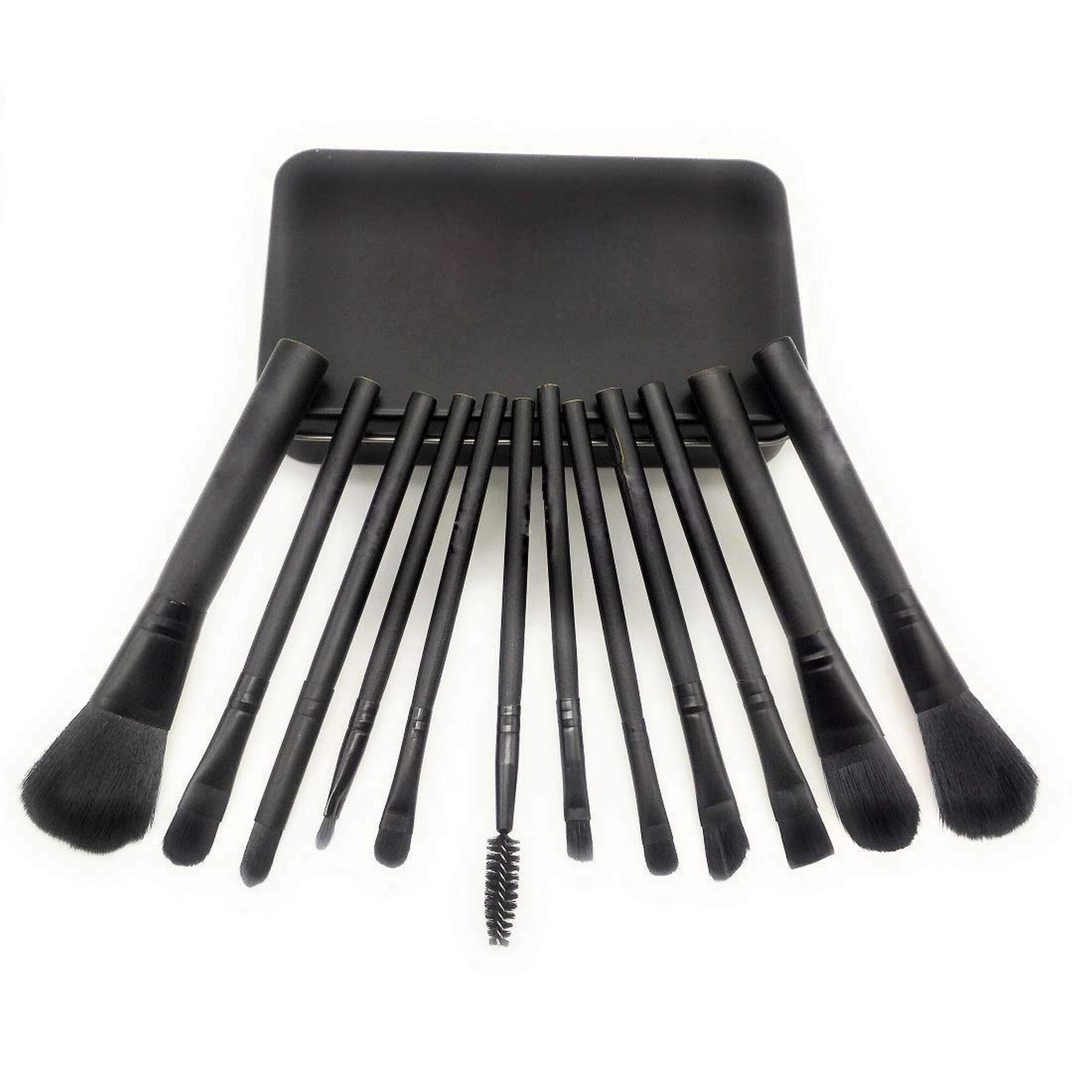 Makeup Brush Set (Black) - Pack of 12 Pieces with storage box