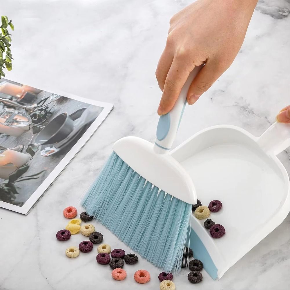 Hanging Hole Handheld Mini Dustpan and Brush Set Durable Flexible Cleaning Brush Set Soft Bristles Compact Handheld Sweeping Brush Car Interior