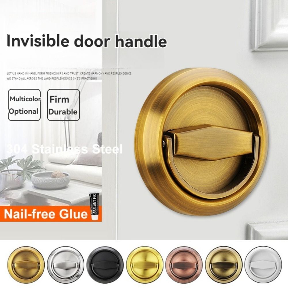High Quality 304 Stainless Steel Invisible Door Handle with Nail-free Glue Single-sided Furniture Knob Punch-free Safety Drawer Pull Wall