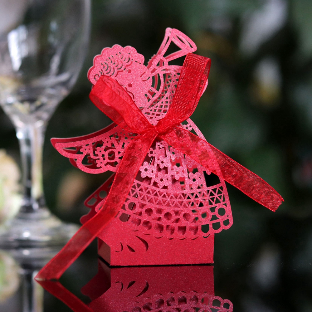 10pcs Favor Laser Cut Angel Girl Gift Packaging Box Hollow Carriage Chocolate Candy Boxes Party Favor Decoration