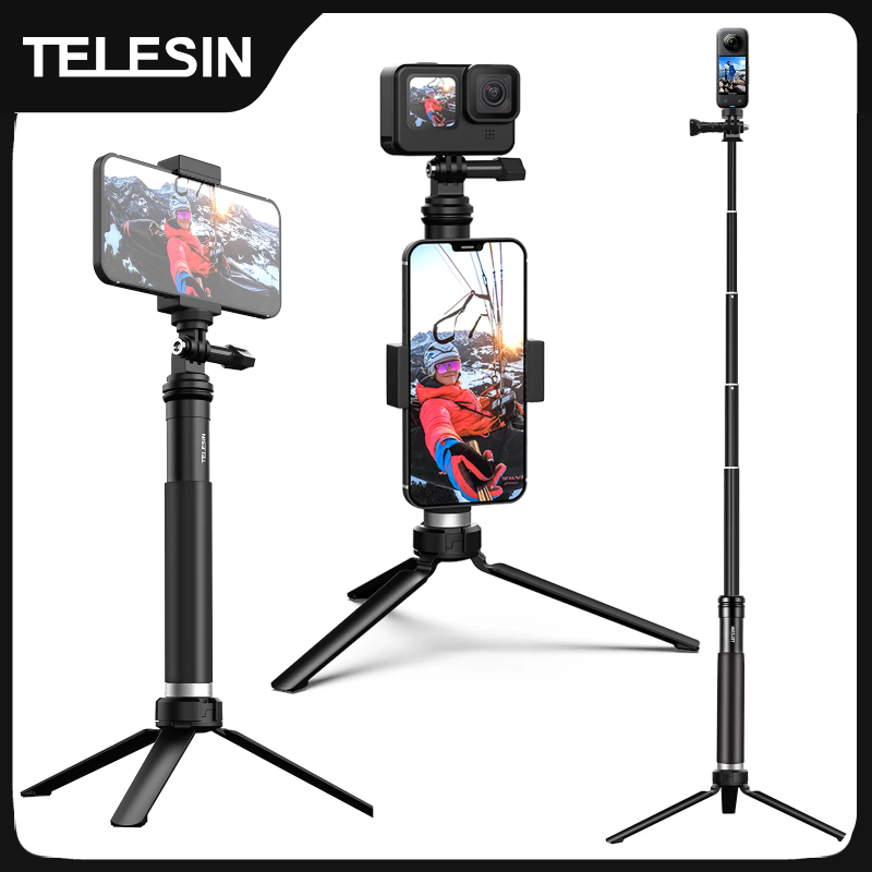 Smartphone Insta360 for aluminum phone tripod ° 360 selfie stick for TELESIN for GoPro swivel foldable stand monopod for DJI