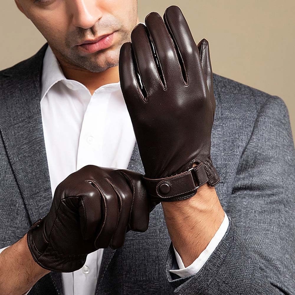 1pair All-Match Soft PU Anti-cold Gloves Waterproof Solid Color Men Finger Mittens Adjustable Warmer Windproof Mittens Women