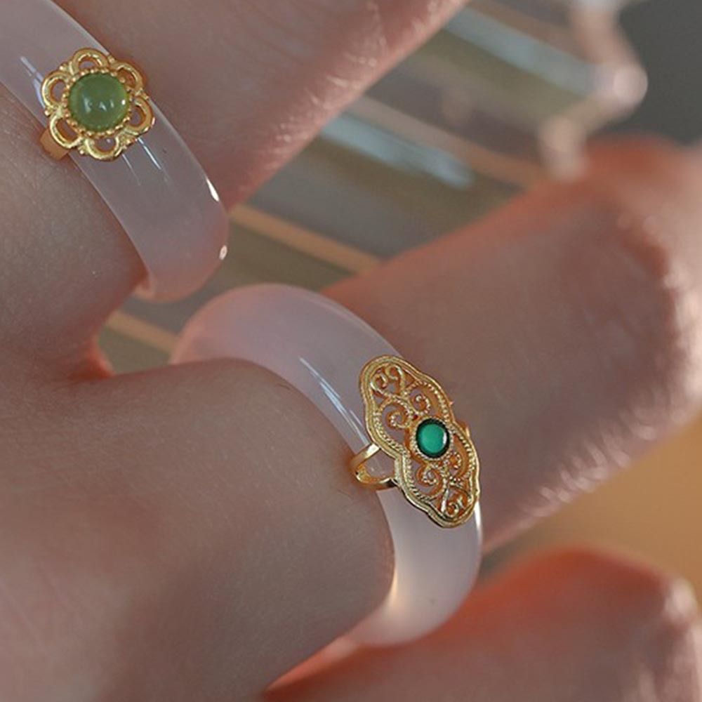 Personality New Trendy Imitation Valentine's Day Gift Inlay Clouds Chinese Style Ring Women's Accessories Finger Ring Flowers Ring
