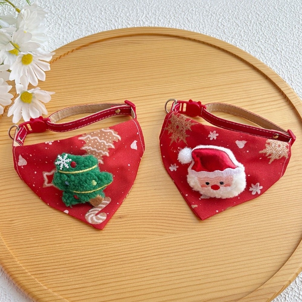 New Adjustable Christmas Dog Collar Christmas Decor Dirt-resistant Dog Bandanas Portable Soft Dog Triangle Towel Pet Scarf