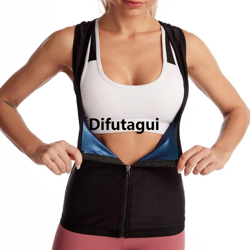 Difutagui Qtree Sauna Sweat Vest Fat Burner Hot Thermo Zipper Women Waist Trainer 2025 New Body Shaper Corset Weight Loss Gym Workout Slimming Tops