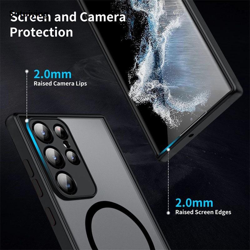 Sutuiying Translucent Matte Magsafe Magnetic Wireless Charging Case For Samsung Luxury S24 S25 Ultra Plus S23 FE Jelly Bumper Shockproof Cover