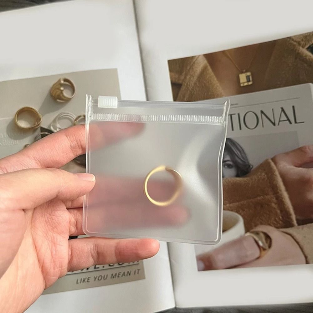 5PCS Reusable Transparent Zipper Bags DIY Handmade Waterproof Jewelry Packaging Pouches EVA Frosted Moisture-proof Necklace Bracelet Storage Organizer