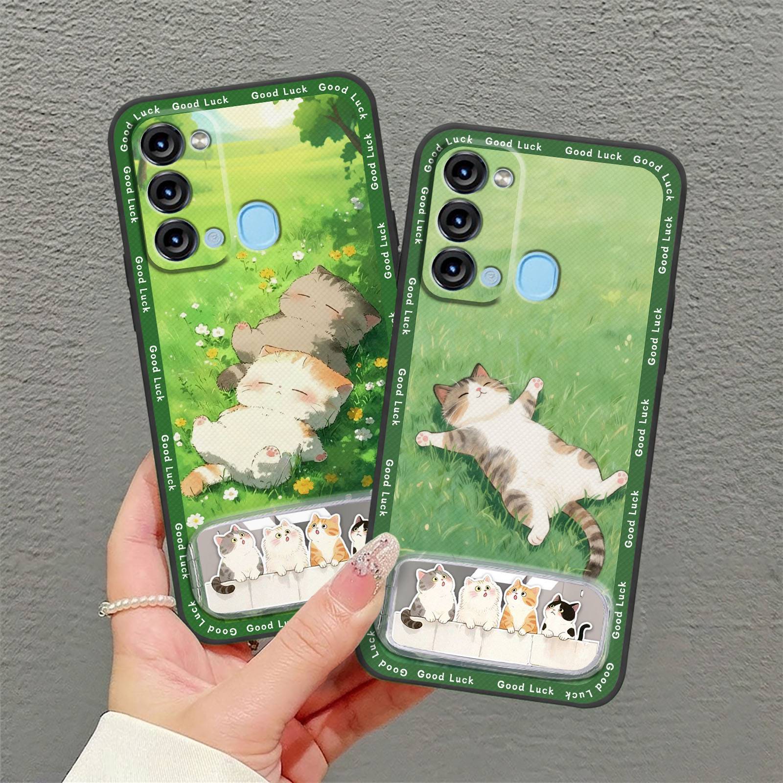 Anti-dust Shockproof Phone Case For Itel S17/vision3/P38 Mirror Durable Waterproof Kickstand Phone Pouch Full wrap Cute