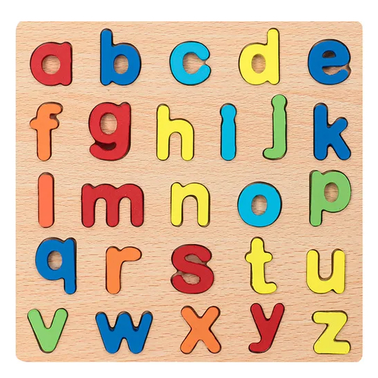 Wooden Alphabet Puzzle Board for Kids 20x20cm - Montessori ABC Learning Board, Colorful English Letters Educational Toy for Toddlers Preschool Boys & Girls (20×20 cm)