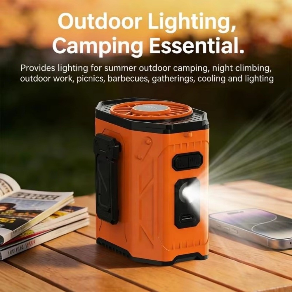 Portable Rechargeable Waist Clip Fan Strong Cooling 100 Gears Wearable Belt Fan Hand Free High-Speed Hanging Neck Fan Fishing