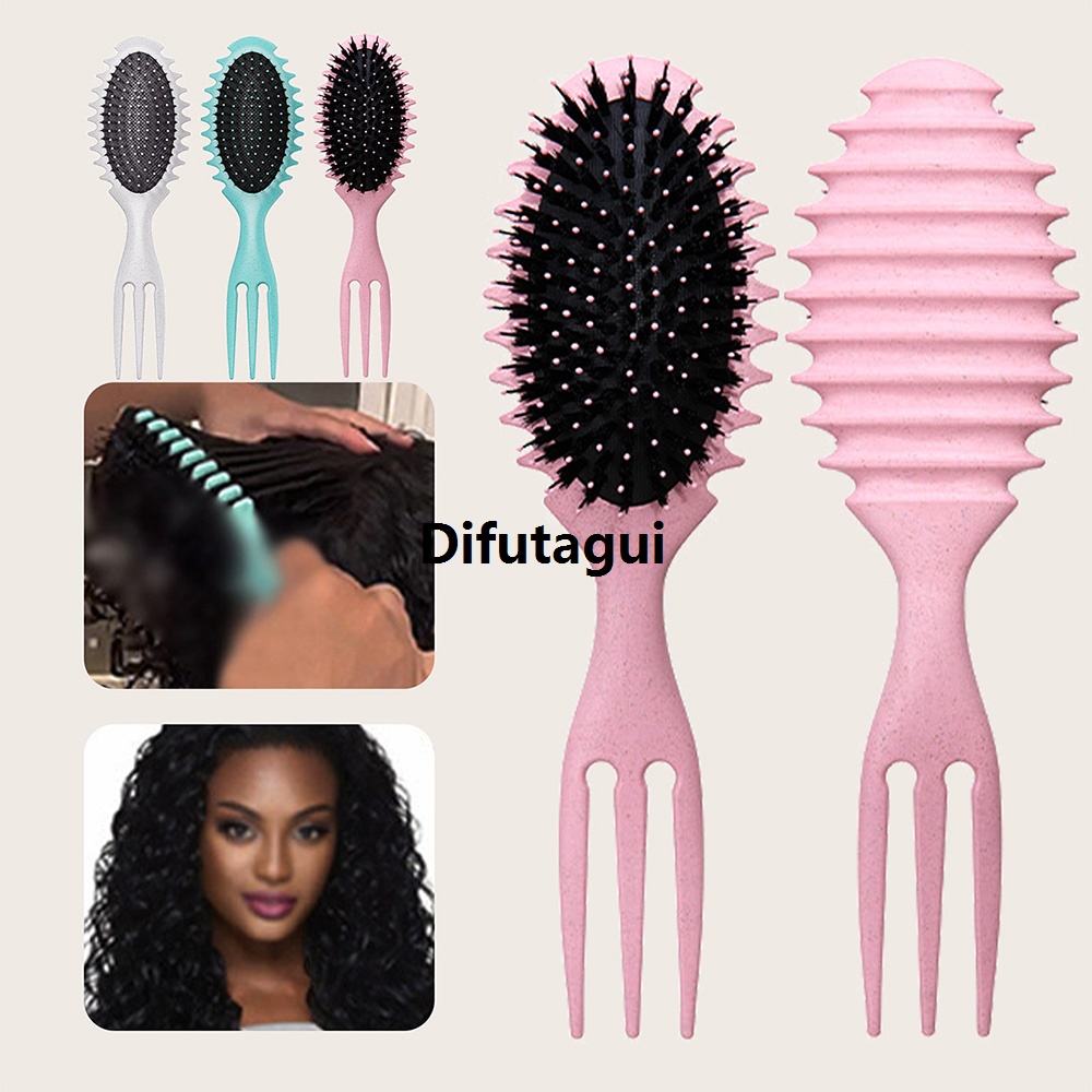 Difutagui Hairdressing hairbrush, untangled comb, airbag styling, definition, curly hair, Special bristles, natural comb, wheat straw material brush, anti-static tools
