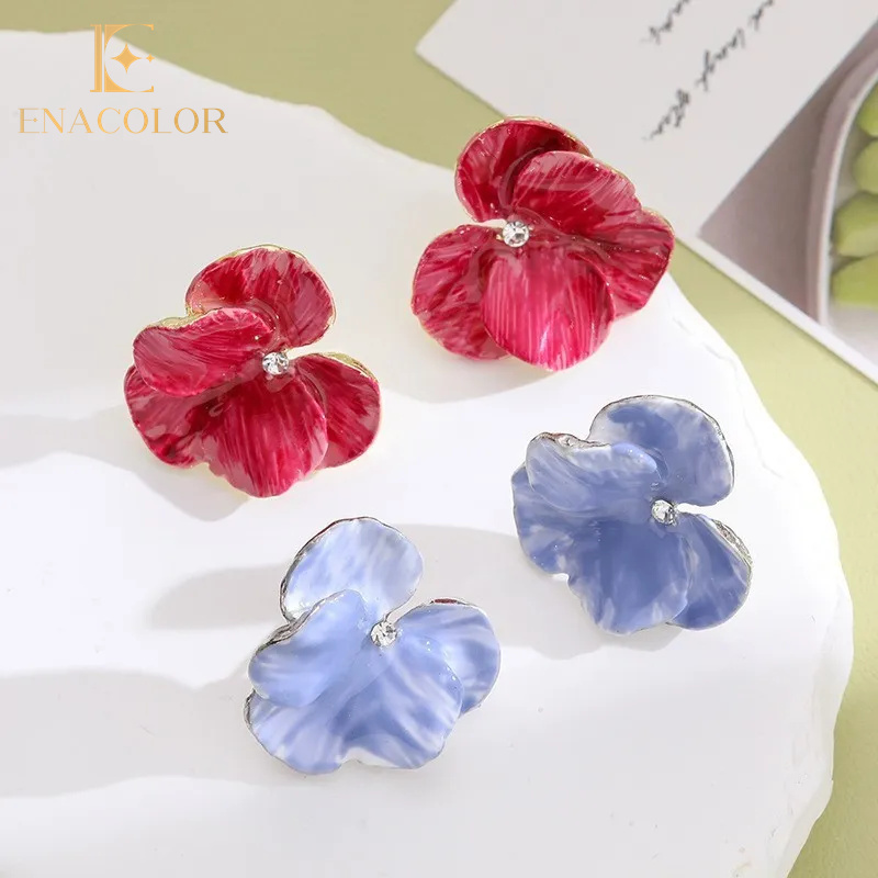 Beautiful Red Flower Earings for Girl Fashion Blue Earing