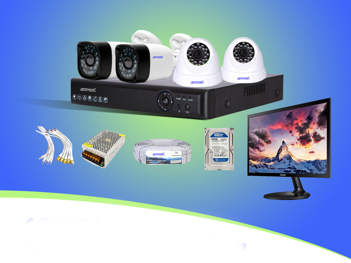 Sintech 8 Channel Night Color Vision HD CCTV Package with DVR,1024 GB Seagate Hard Disk & 17" Monitor