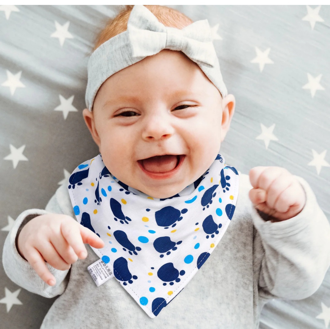 JENISHA=Buttons Washable Baby Triangle Bibs For Baby-3 Pcs