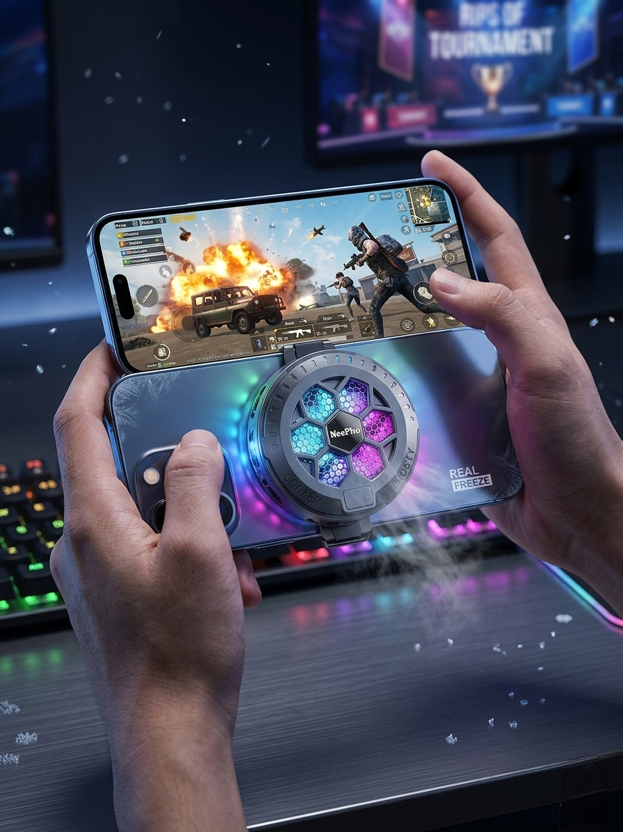 NeePho NP-C01 Magnetic Phone Cooler Radiator | 2-in-1 Magnetic & Clip-On Mobile Gaming Cooling Fan | RGB LED Light | Smart Temperature Control Semiconductor Cooler for Android & iPhone | PUBG, Free Fire, COD Mobile & Live Streaming | MixMart