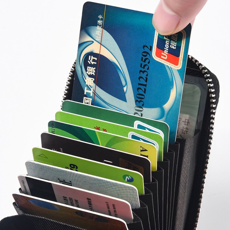 Zipper clip business set bank card slot credit card PU bag multi clip short card vertical tote bag ladies men