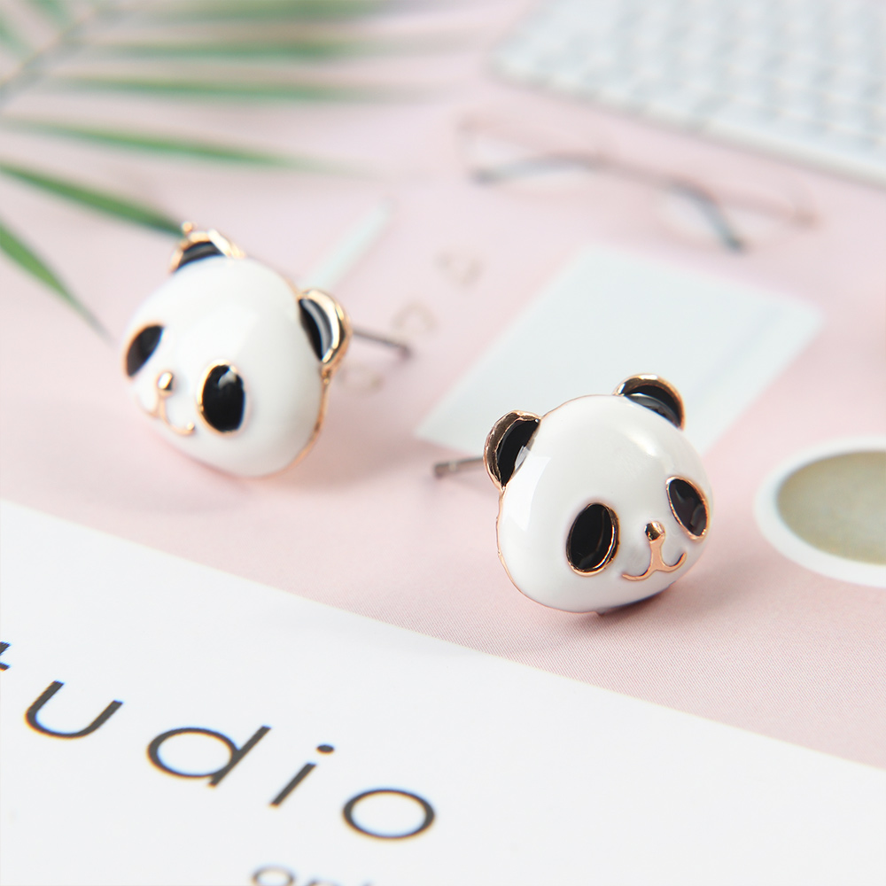 【Happy LifeStore】Hot 1Pair Mini Panda Animal Delicate Stud Earrings For Cute Girls Earrings Fashion