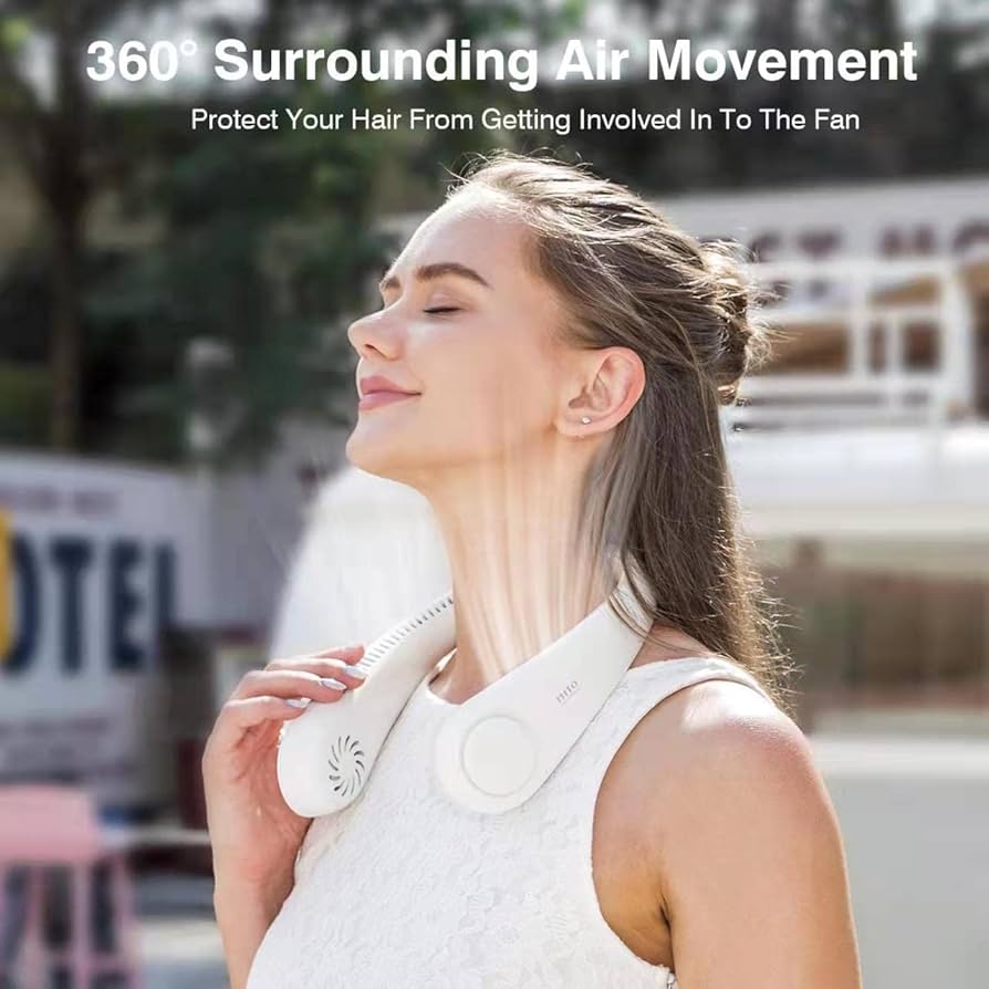 NK Mini Neck Fan Portable Bladeless Hanging Neck 3000mAh Rechargeable Air Cooler 3 Speed Mini Summer Sports Fan Outdoor