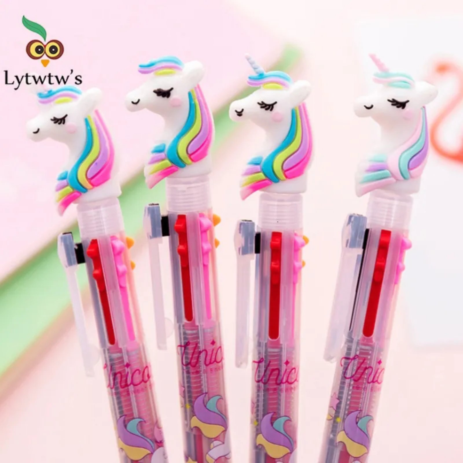 1PCS Unicorn 6 in1 Retractable Roller Multicolor Ball Pen