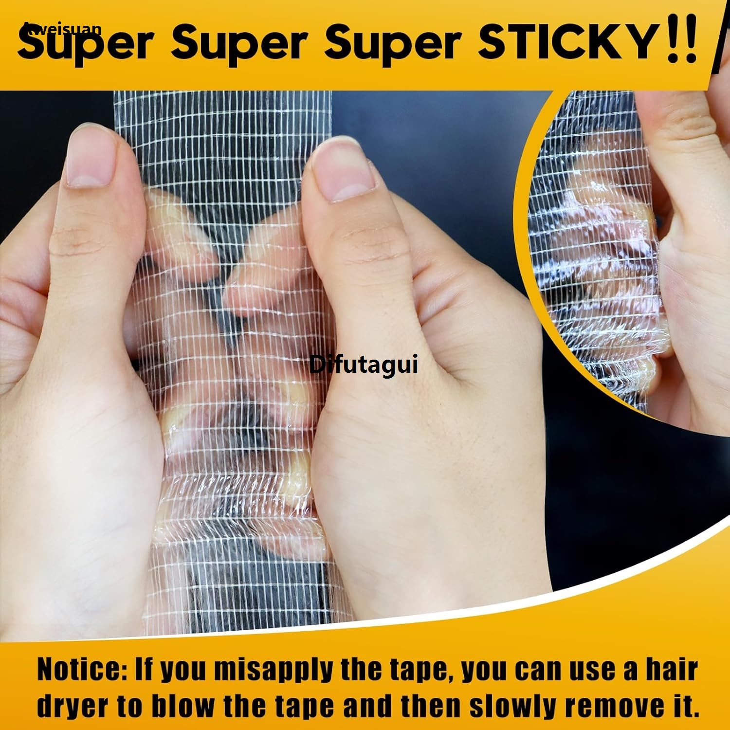 Difutagui 5M Double Sided Tape High Viscosity Grid Fiber Transparent Double Luxury Sided Tape Sticky Waterproof Adhesive Fiber Mesh Tapes